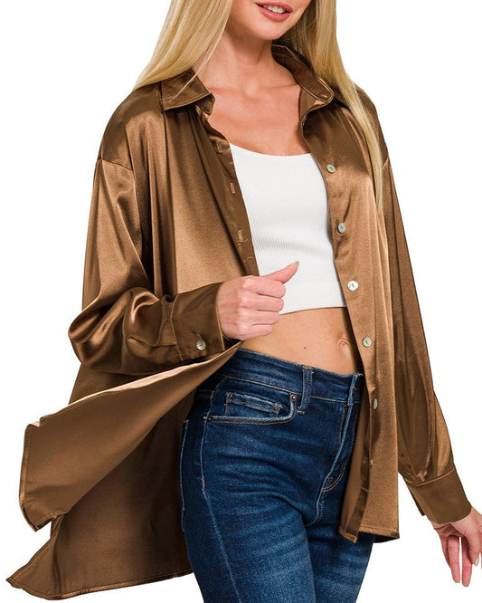 Satin Charmeuse Button Up Shirt