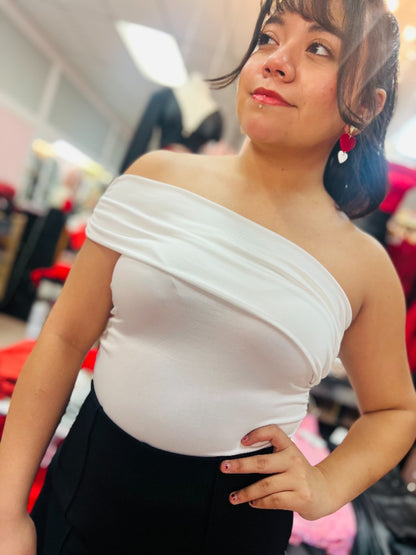 White One Sided Tube Top