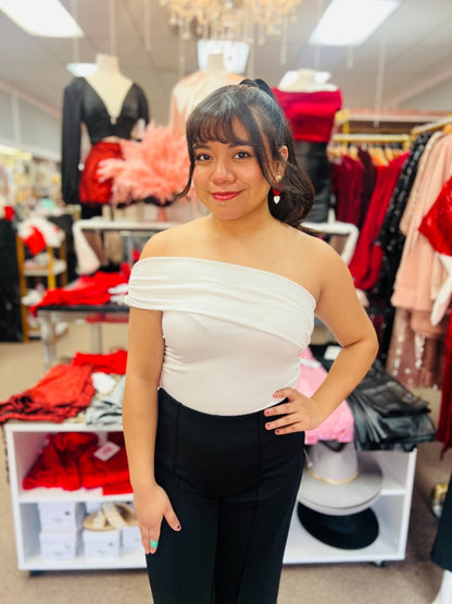 White One Sided Tube Top