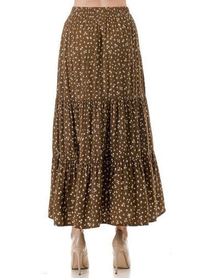 Ditsy Print Tiered Maxi Skirt