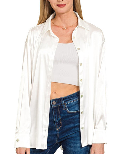 Satin Charmeuse Button Up Shirt