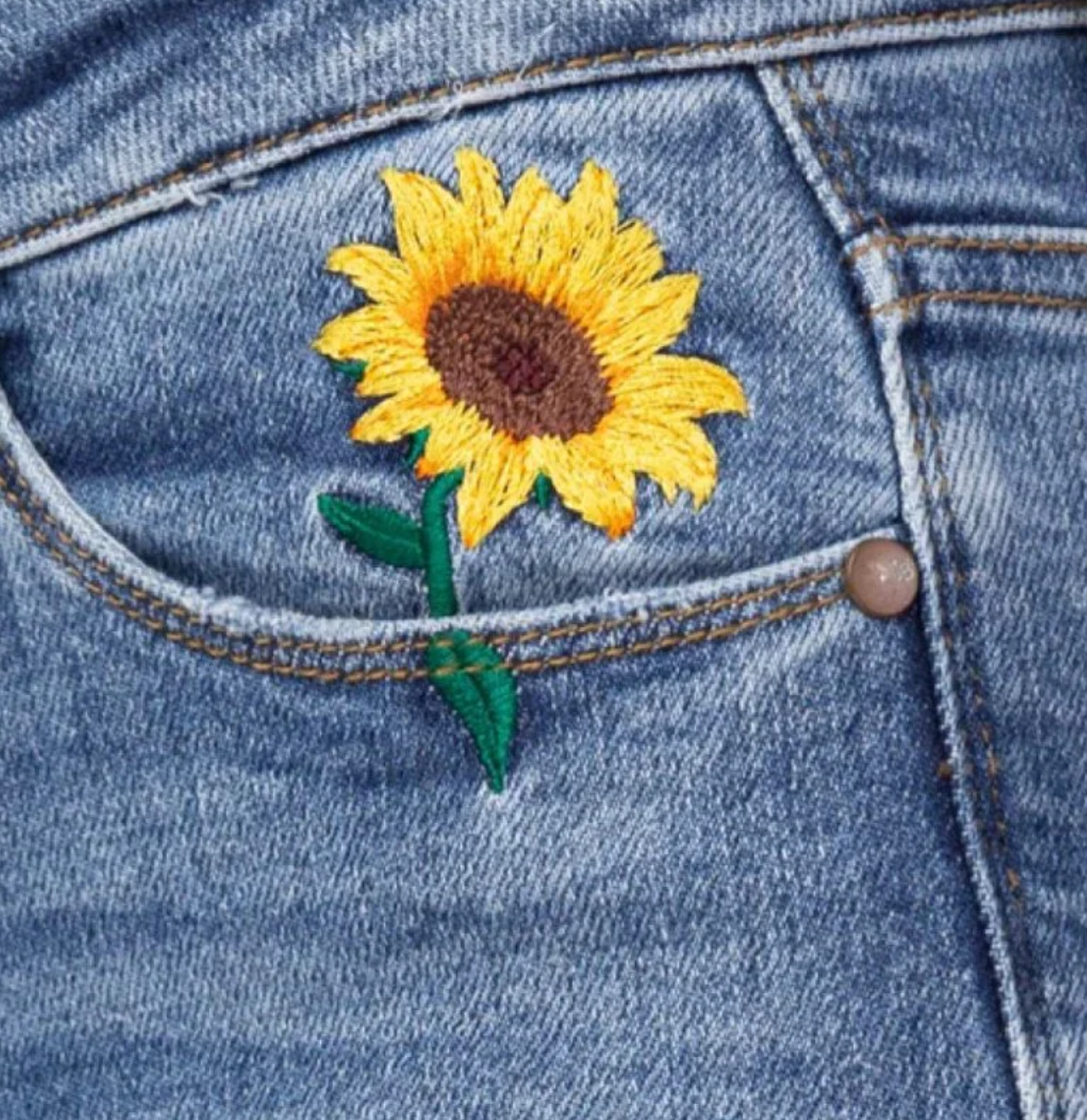 Judy Blue High Waist Skinny Jeans - Sunflower Embroidery