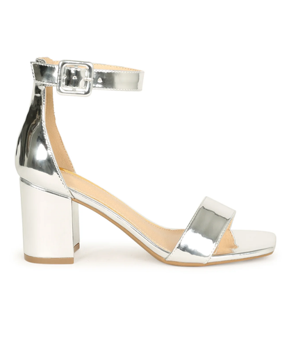 Lilita-91 Metallic Square Toe Black Heel