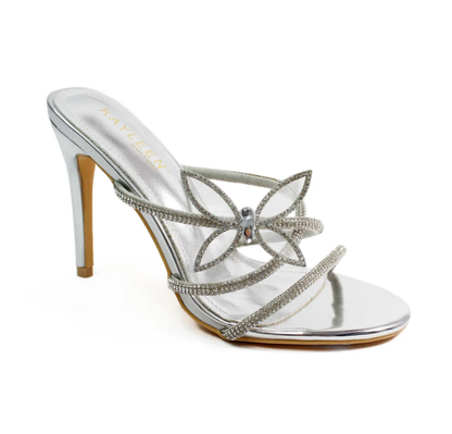 Nico-25 Metallic Strappy Butterfly Heels