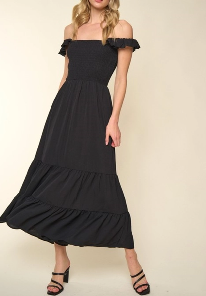 Flutter Strap Smocked Maxi Dress