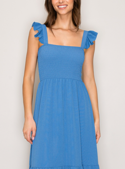 Flutter Strap Smocked Maxi Dress