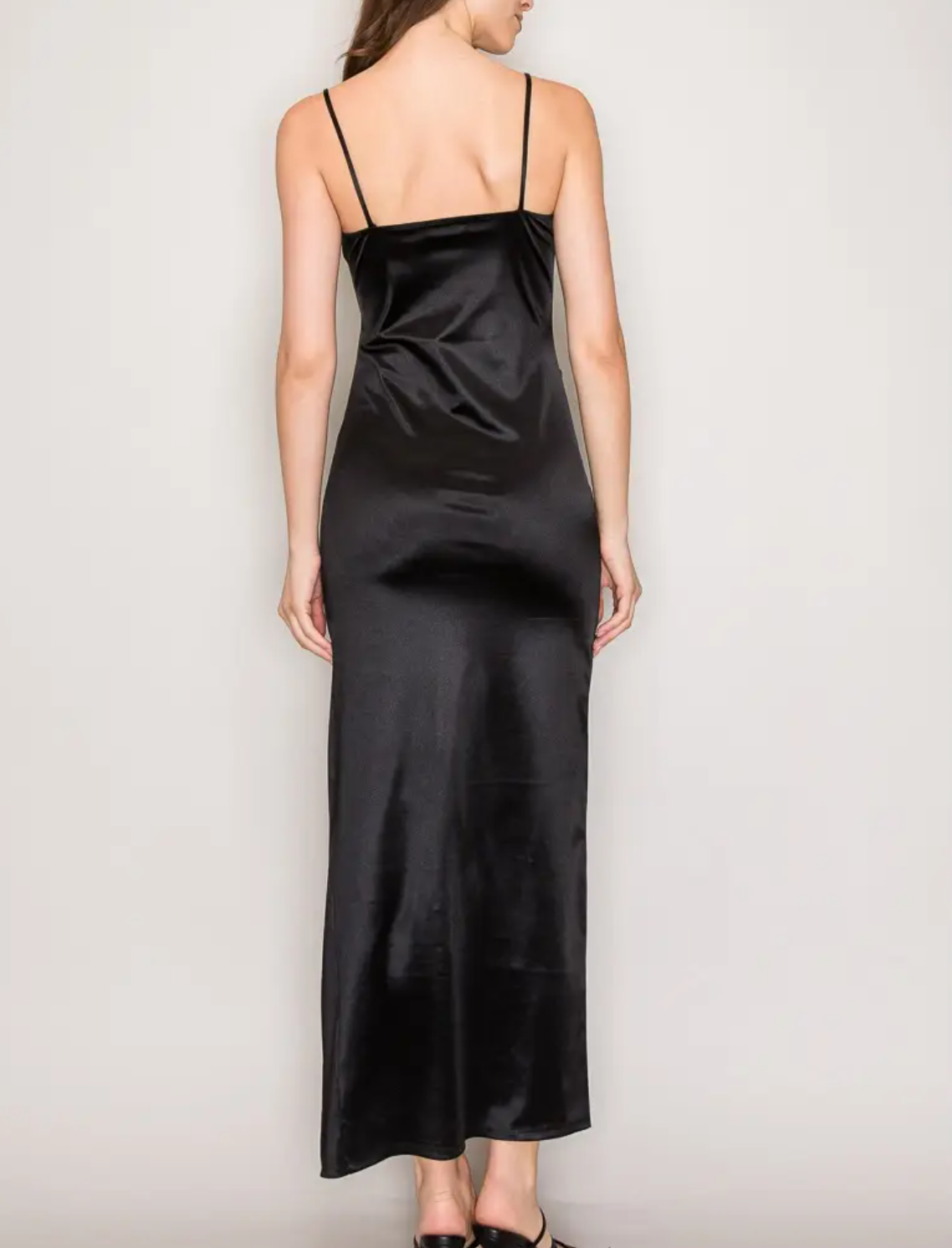 Satin Cowl Neck Maxi Dress