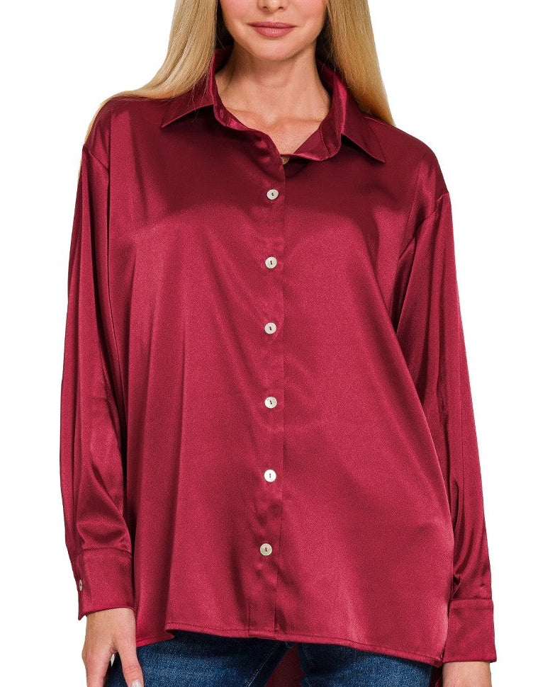 Satin Charmeuse Button Up Shirt