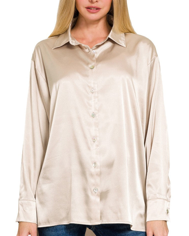 Satin Charmeuse Button Up Shirt